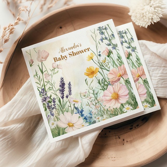 Dusty Pink Wildblume Baby in Bloom Serviette (Von Creator hochgeladen)