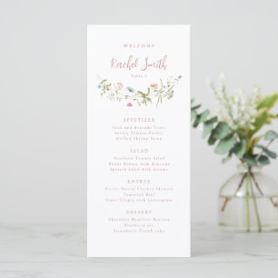 Dusty Pink Wildblume Boho Wedding Guest Name Menükarte