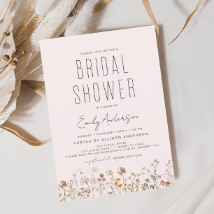 Dusty Pink Wildblume Bridal Dusche Einladung Flyer