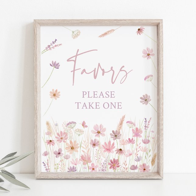 Dusty Pink Wildblumen Kinderdusche Favoriten Schil Poster (Von Creator hochgeladen)