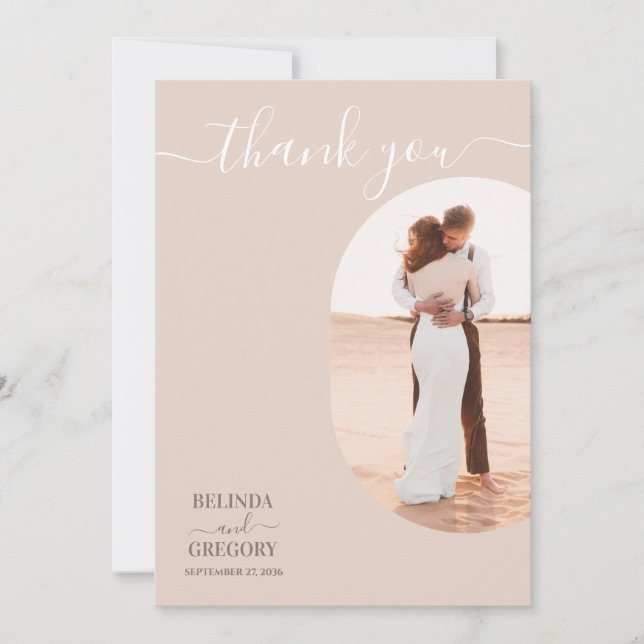 Dusty Pink Wir machen Minimalistische Hochzeit mit Dankeskarte (Vorderseite)