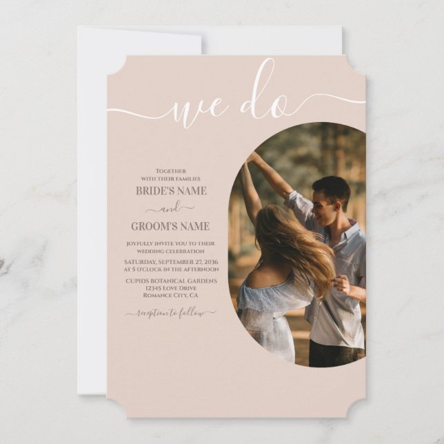 Dusty Pink Wir machen Minimalistische Hochzeit mit Einladung (Vorderseite)