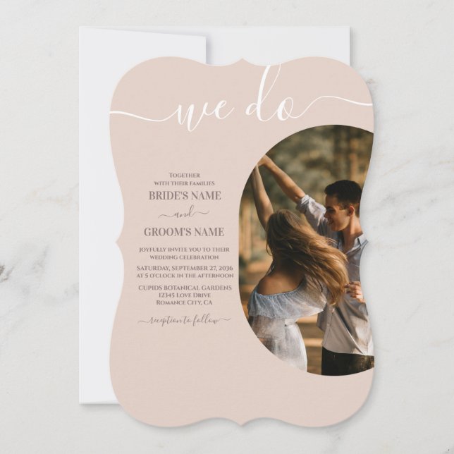Dusty Pink Wir machen Minimalistische Hochzeit mit Einladung (Vorderseite)
