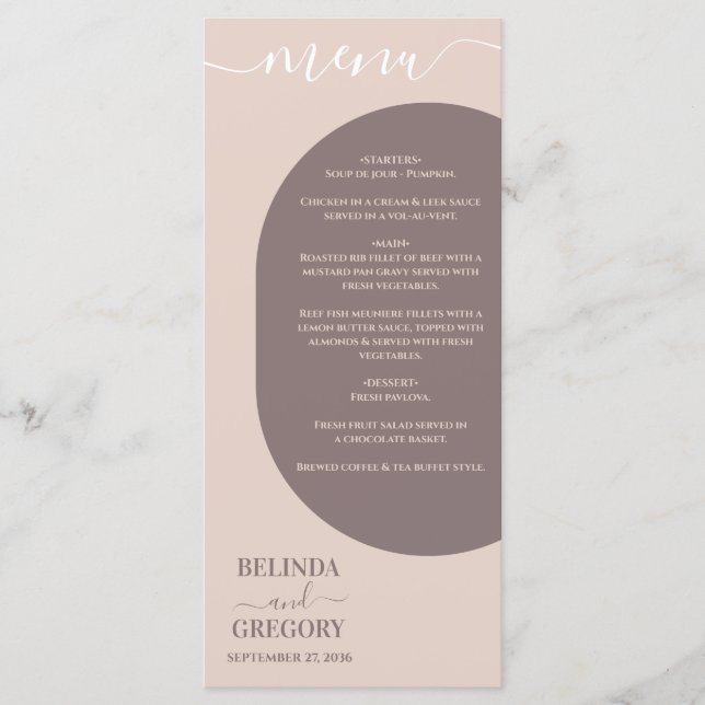 Dusty Pink Wir machen Minimalistische Hochzeit mit Menükarte (Vorderseite)