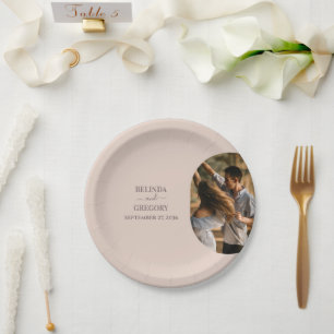 Dusty Pink Wir machen Minimalistische Hochzeit mit Pappteller