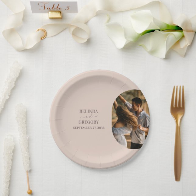 Dusty Pink Wir machen Minimalistische Hochzeit mit Pappteller (Hochzeit)