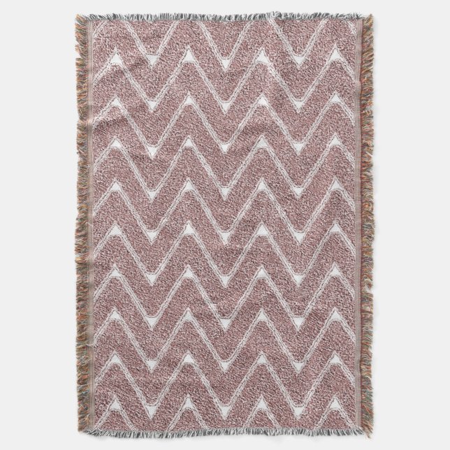 Dusty Pink Zickzack Muster Decke (Vorderseite Vertikal)