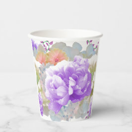 Dusty Plum Floral Bouquet Papier Cups Pappbecher