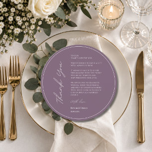 Dusty Plum Hochzeitsplatzsetting Danksagungskarte Programm