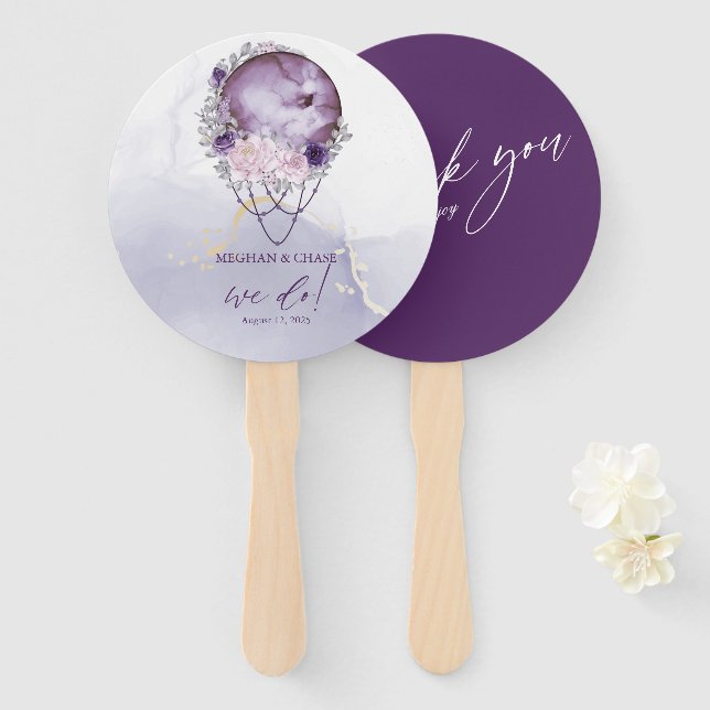 Dusty Plum Lila Full Moon Wasserfarbe Celestie Fächer (Vorne und Hinten)