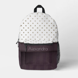 Dusty Plum und Tawny Polka Dot Design mit Namen Bedruckter Rucksack