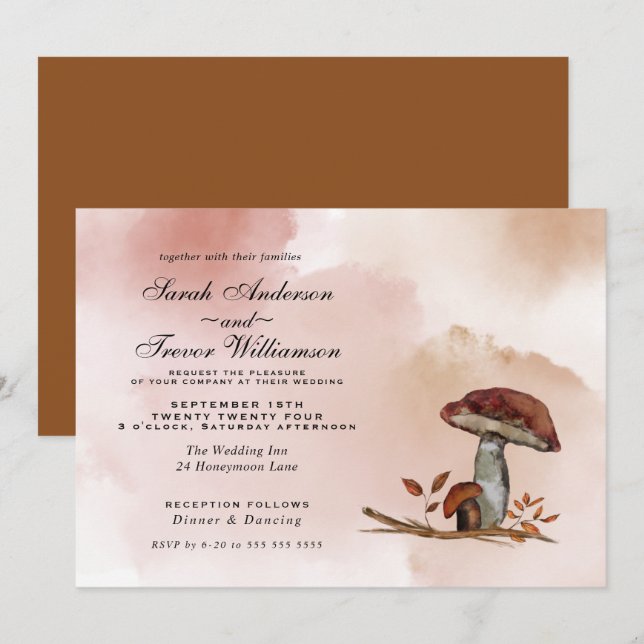 Dusty Plum Wedding Full Moon Dragonfly Pond Invita Einladung (Vorne/Hinten)