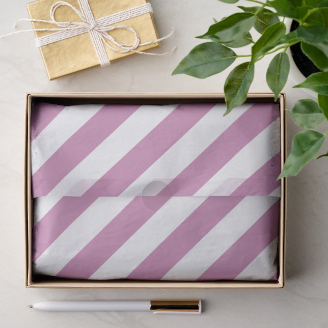 Dusty Purple and White Striped Seidenpapier (Geschenk)