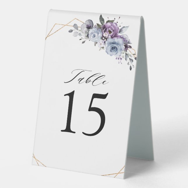 Dusty Purple Blooms Geometric Table Number  Tischaufsteller (Rückseite)