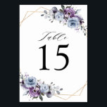 Dusty Purple Blooms Geometric Wedding  Tischnummer<br><div class="desc">Elegant and modern floral midsummer table number cards features a bouquet of watercolor roses peonies in shades of purple plum, dusty rose, dusty pink , mauve, sage with lush green botanical leaves and eucalyptus with gold geometric background. Please find more matching designs and variations from my "blissweddingpaperie" store. And feel...</div>