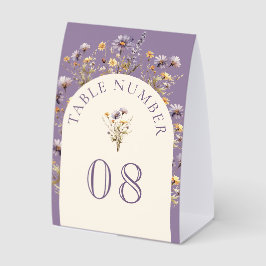 Dusty Purple Boho Wildflower Wedding Table Number Tischaufsteller