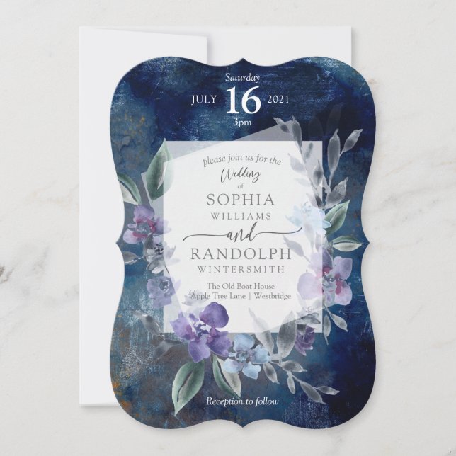 Dusty Purple Floral Garden Invitation de mariage, (Devant)