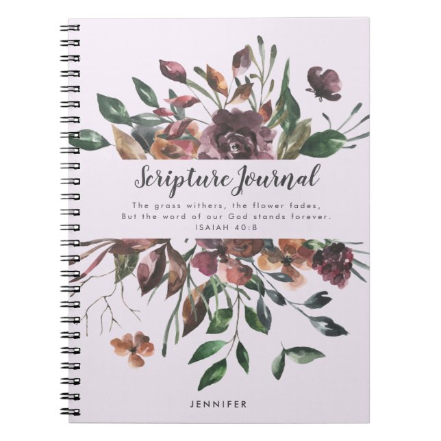 Dusty Purple Floral Journal d'écriture personnalis (Devant)