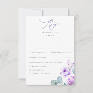 Dusty Purple Flowers Elegant Dreamy Wedding RSVP