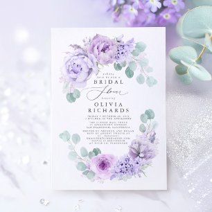 Dusty Purple Flowers Elegantes weiches Brautparty Einladung