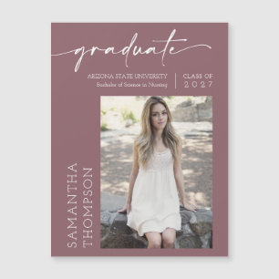 Dusty Purple Minimal Script Photo Graduate Magnet