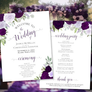 Dusty Purple & Plum Floral Wedding Programme