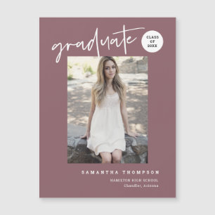 Dusty Purple Script School Graduate Photo Magnet