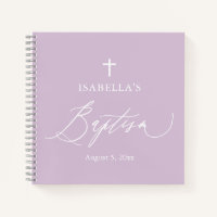 Dusty Purple White Cross Girl Baptism Livre d'invi