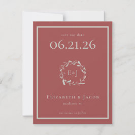 Dusty Red Berries und Blätter Save the Date