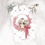 Dusty Red Christmas Wreath Foto Geschenkanhänger<br><div class="desc">Weihnachts-Foto-Geschenktag mit einem einfachen Weihnachtskranz. Für eine weiter gehende Anpassung dieses Designs klicken Sie bitte auf die Schaltfläche "DESIGN TOOL" oben!</div>