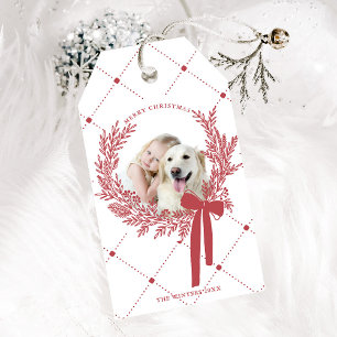 Dusty Red Christmas Wreath Foto Geschenkanhänger