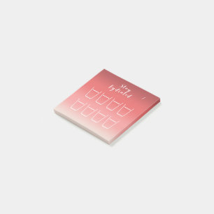 Dusty Red Pink Gradient Water Drink Tracker Post-it Klebezettel