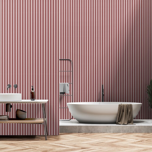 Dusty Red Two Inch Wide Butcher Strip Tapete (Badezimmer)