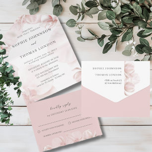 Dusty rosa Orchidee All in One Wedite Einladung