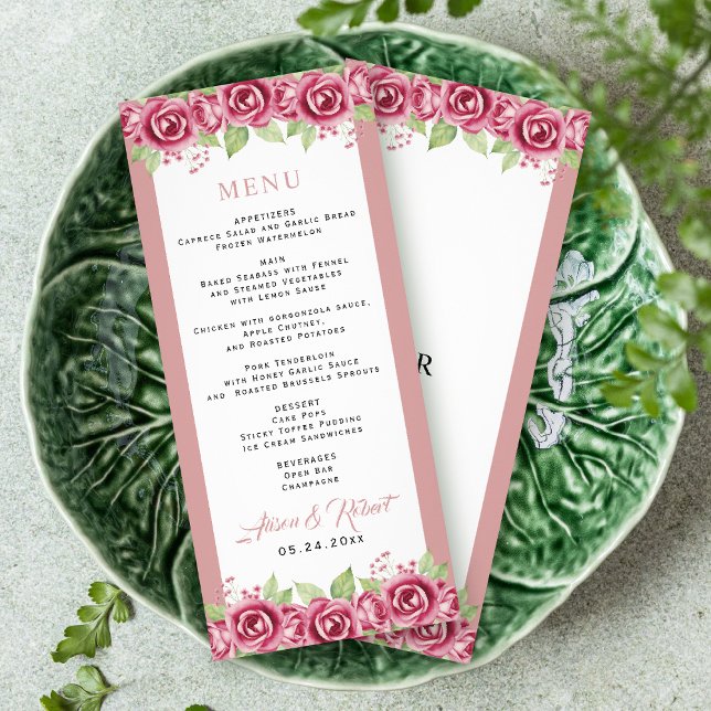 Dusty rosa Rosa Blume BUDGET Hochzeitskarte Werbekarte (Von Creator hochgeladen)
