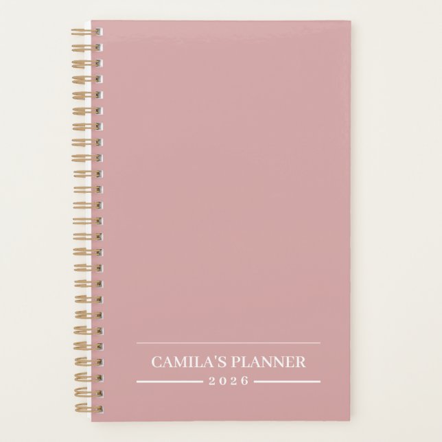 Dusty Rose 2026 Planner | Custom Name & Year Planer (Vorderseite)