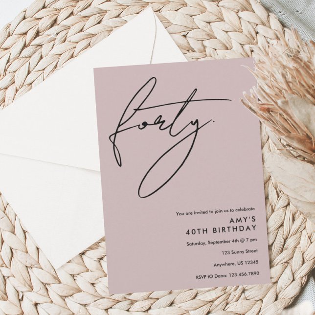 Dusty rose 40e anniversaire Invitation (Créateur téléchargé)