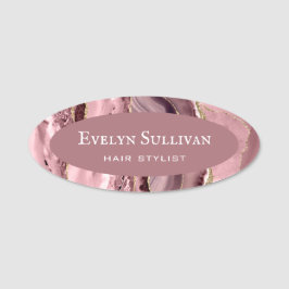 Dusty Rose Agate Name Tag Namensschild
