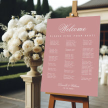 Dusty Rose Alphabetisches Seekarten Hochzeitsrosa