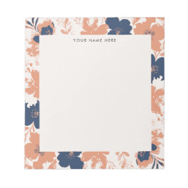 Dusty Rose and Blue Floral with Name Notizblock