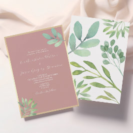 Dusty Rose and Greenery Botanische Hochzeit Einladung