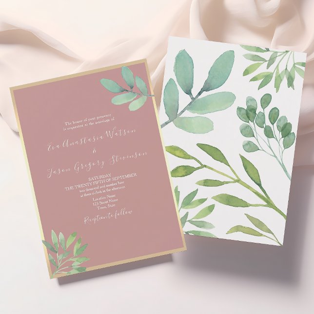 Dusty Rose and Greenery Botanische Hochzeit Einladung (Von Creator hochgeladen)