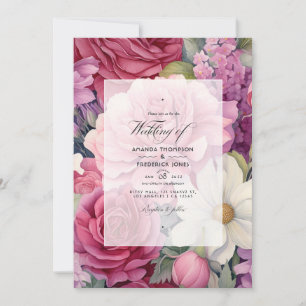 Dusty Rose and Sage Floral Wedding Einladung