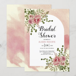 Dusty Rose Aquarell Blume Blumenstrauß Brautparty Einladung