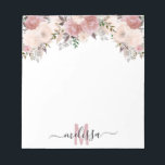 Dusty Rose Aquarell Blume Monogramm Notizblock<br><div class="desc">Dieses Design kann in dem Bereich personalisiert werden, der durch das Ändern des Fotos und/oder Textes zur Verfügung gestellt wird. Sie können auch angepasst werden, indem Sie auf Vorlage personalisieren klicken und dann auf die Schaltfläche klicken, um weitere Optionen anzupassen, um die Hintergrundfarbe zu löschen oder zu ändern, Text hinzuzufügen,...</div>