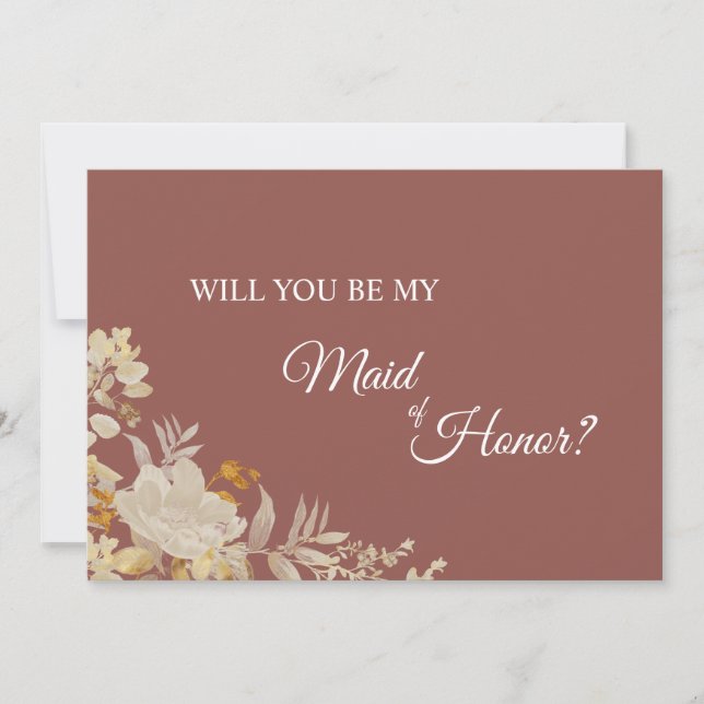Dusty Rose Automne Boho Maid of Honor Carte de pro (Devant)