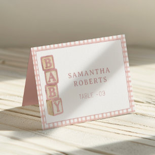 Dusty Rose Baby Blocks Editierbare Tischkarten Tischnummer