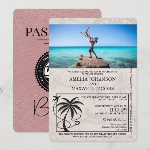 Dusty Rose Bahamas Passport Faire-part de mariage