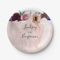 Dusty Rose Blue und Burgund Red Floral Wedding