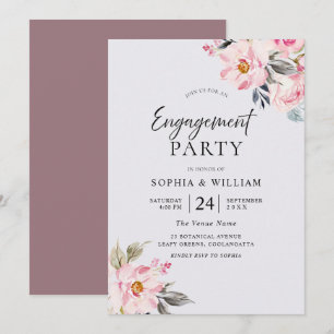Dusty Rose Blues Blush Pink Engagement Party Einladung